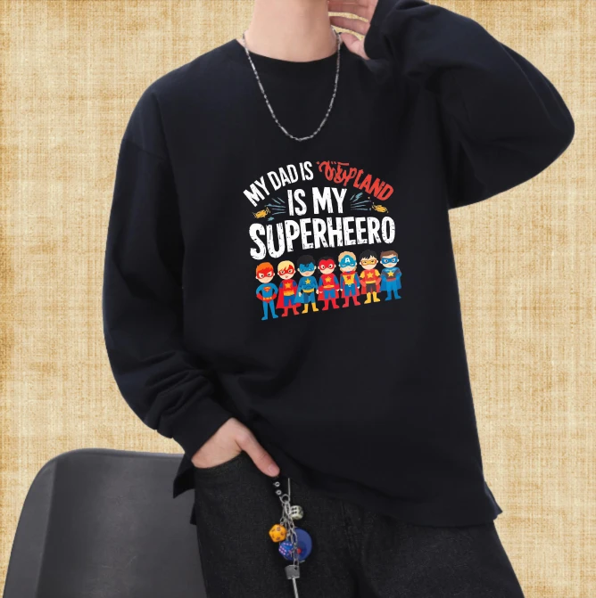 

Футболка для мужчин осень Высокое качество Harajuku с длинными рукавами Графическая футболка My Dad Is My Superhero Хип-хоп трикотажные изделия Мужская футболка с принтом