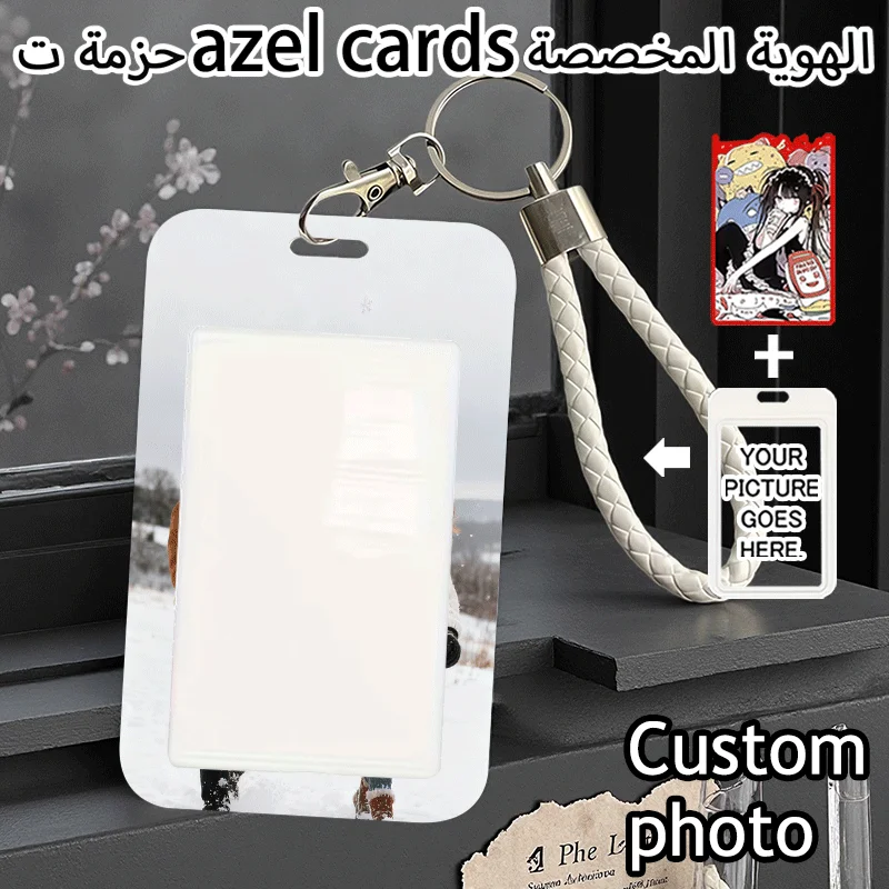 DIY Couple Photo Double Sided Custom Acrylic ID Card Holder Bank and Credit Card Protective Cover Cute Campus Card Keychain