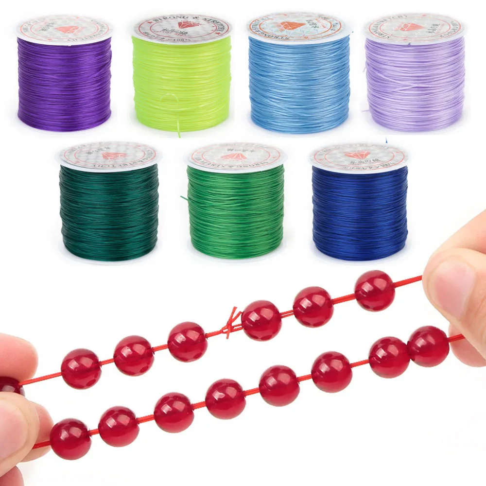 60M/roll 0.8mm Tassels Beading String Elastic Crystal Line Flat Chinese Knot Cord Bracelet Braided String Nylon Thread Cord