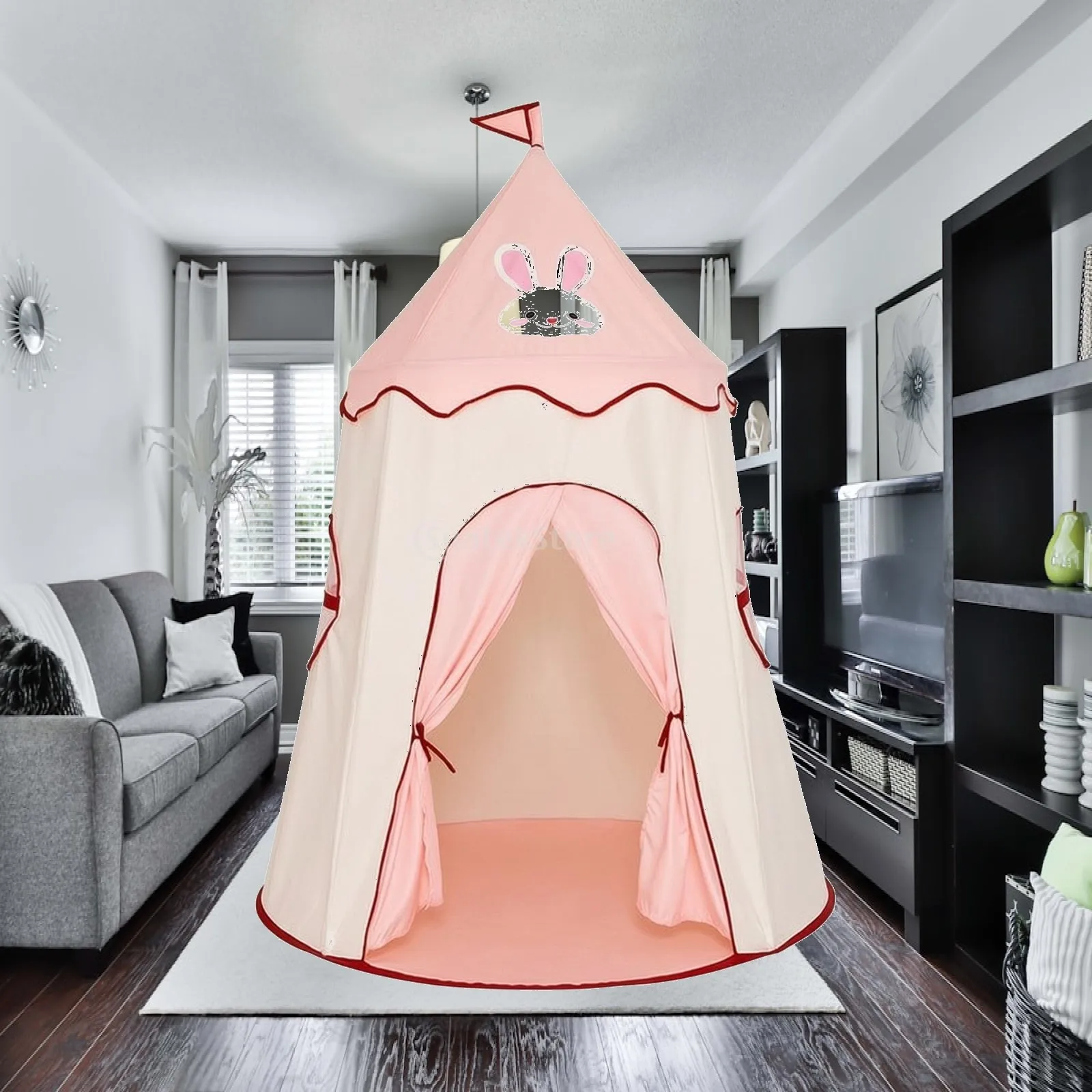 Toy Tent Sturdy Rabbit Face Play Tent Indoor Playhouse with Mesh Openings Long-Lasting Breathable for Children, Playroom