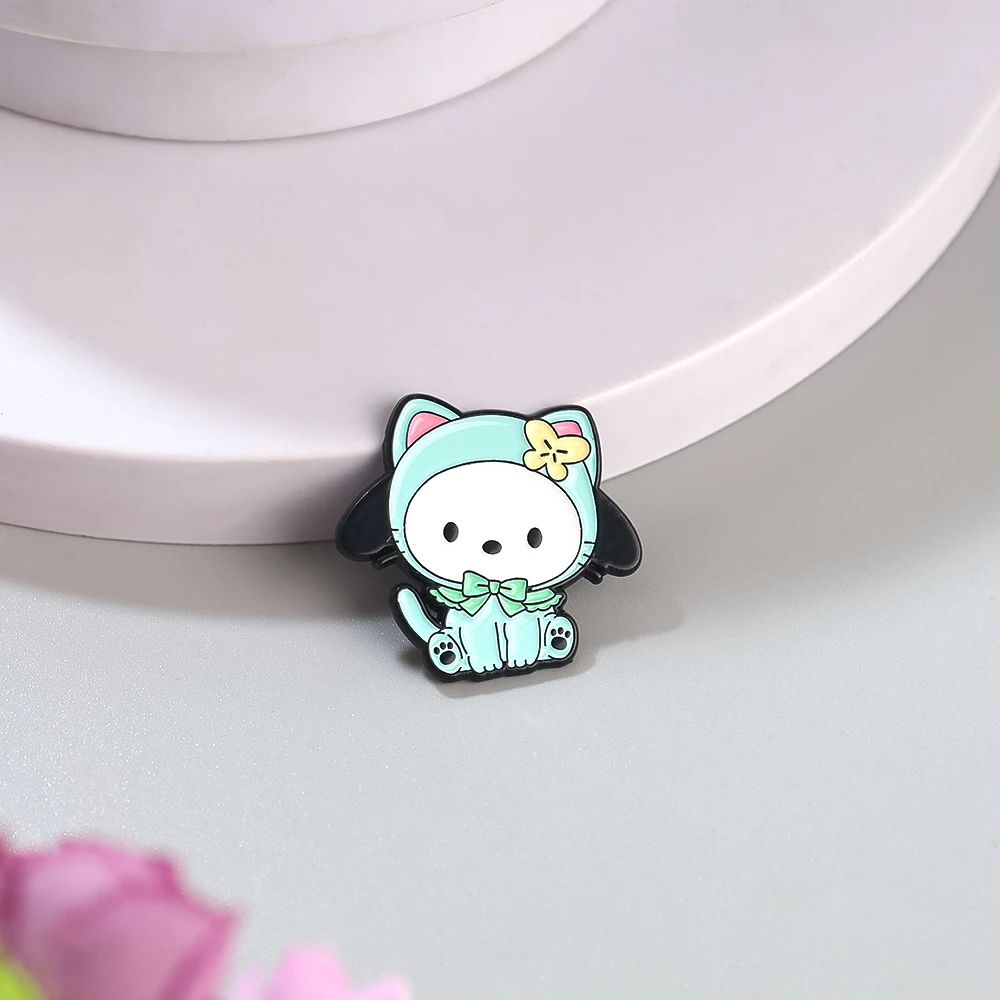 6pcs Cartoon Anime Cat Dog Enamel Pin Brooches Lapel Pins Badge Backpack Clothing Accessories Anime Jewelry Christmas Gifts