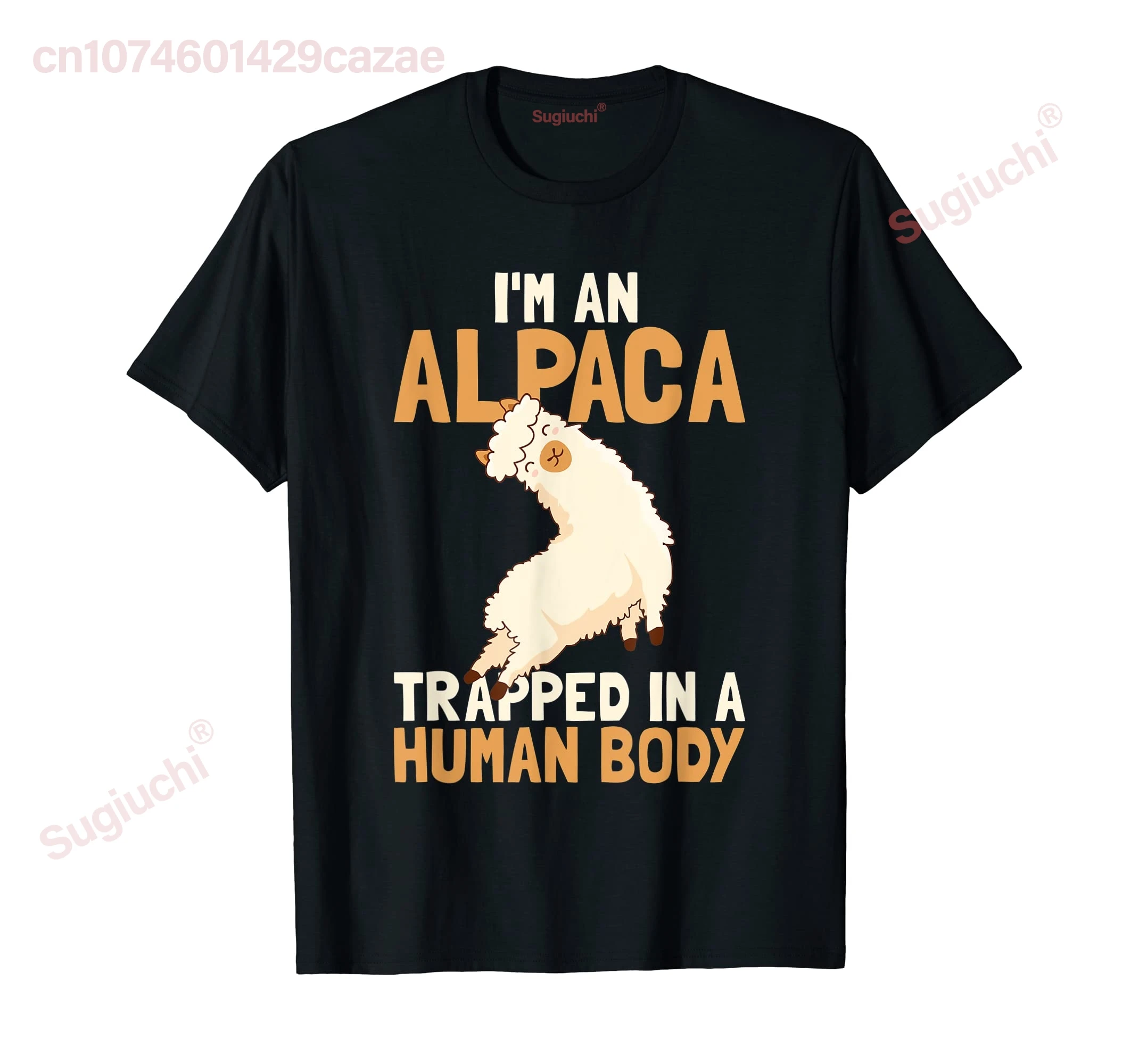 

100% Cotton Funny Alpaca Lover Design Alpaca in a Human Body T-Shirt MEN WOMEN UNISEX T Shirts Size S-6XL