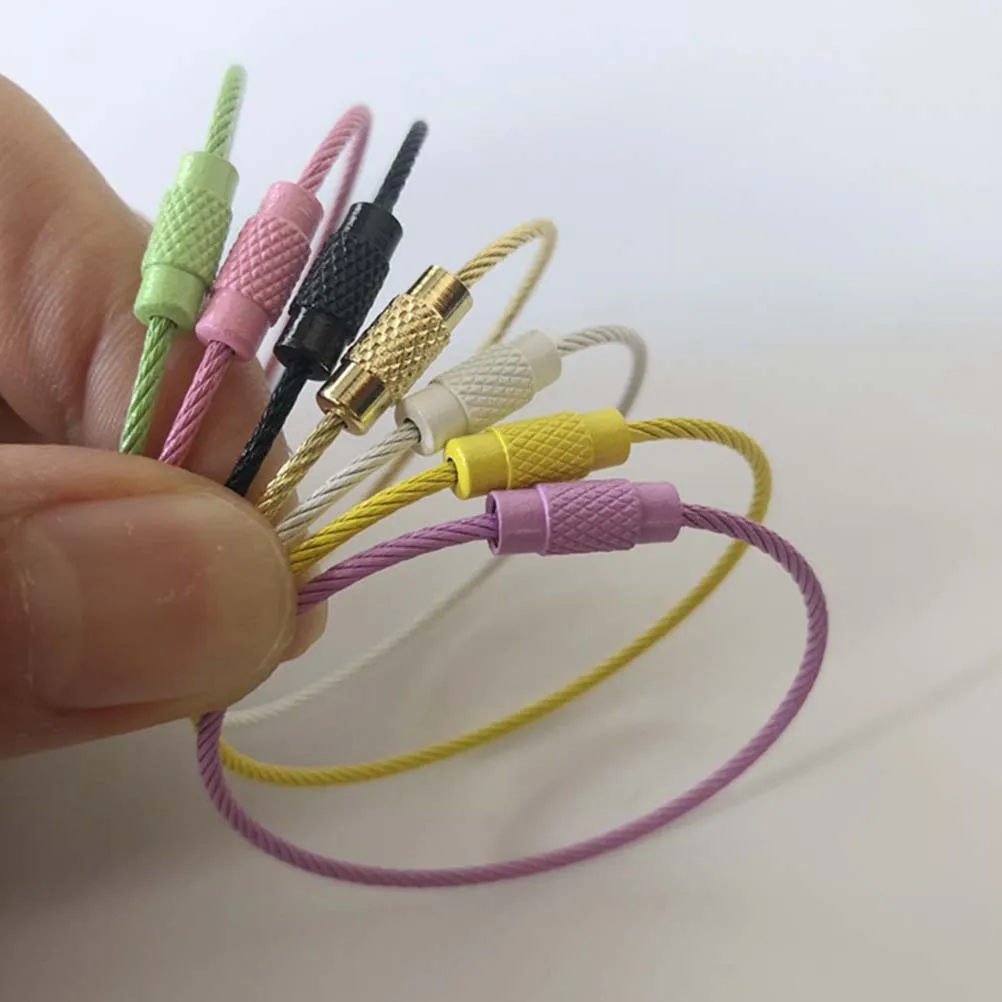 

10Pcs Stainless Steel Wire Keychain Heavy Duty Luggage Practical Use