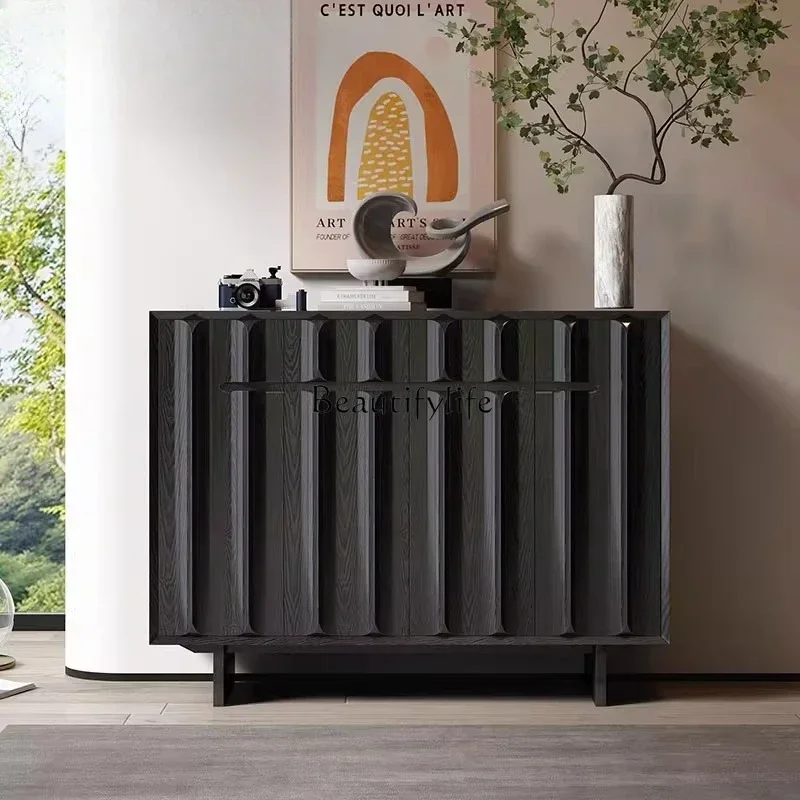 

5ld14 French retro dining side cabinet medium antique high-grade black decorative cabinet living room entrance cabinet