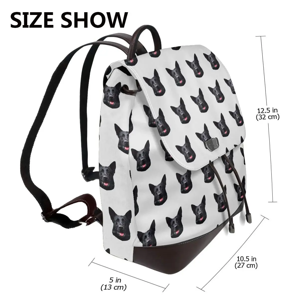 Black German Shepherd Dog Stunning Bookbag School Student Bags Hiking Travel Daypack for Women Fashion Derma Backpack