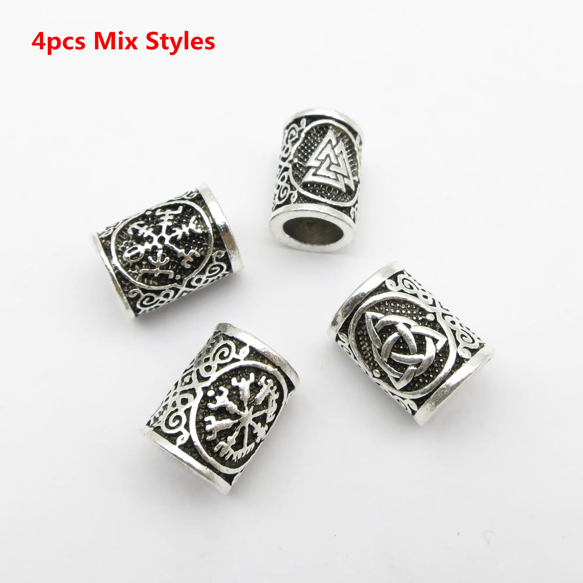 5 stücke/2 stücke großes Loch Rune Metall Wikinger Schmuck Perlen für Haar Bart Dread lock Geflecht Perlen Ringe Rohre Männer Frauen Haarschmuck