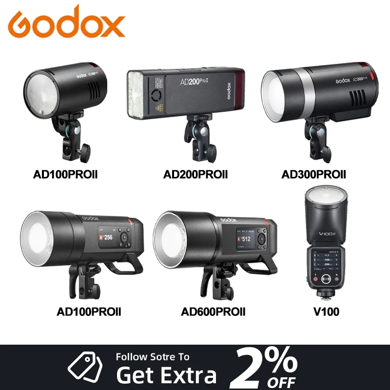 

Вспышка Godox AD II Series TTL для наружного использования AD100/200/300/400/600PROII для Nikon, Canon, Sony, Fuji, Olympus с LED-подсветкой