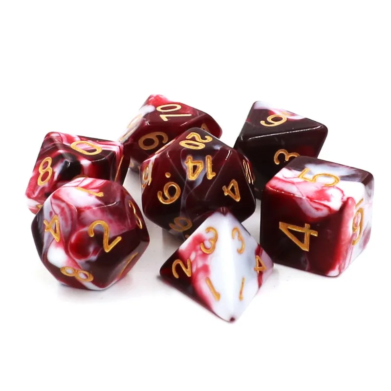 7pcs/set Red White Polyhedral Dice for DND TRPG Digital Dice Set Family Party Entertainment Table Game Board Game Supplies