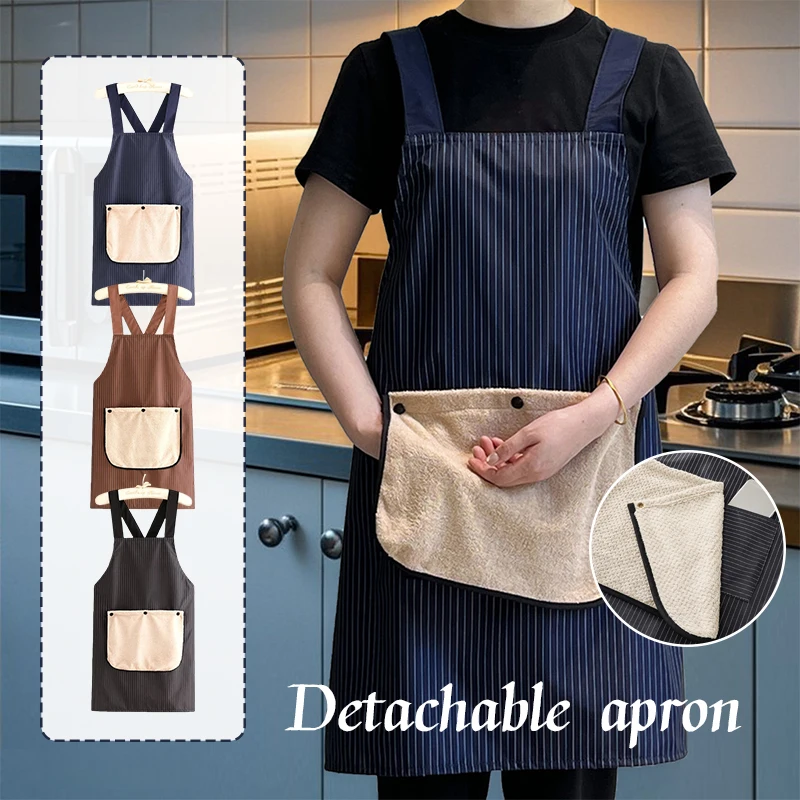 

Новый водонепроницаемый и маслостойкий фартук с отстегивающимся карманом для полотенца, универсальный фартук для дома, кухни, кофейни, пекарни
