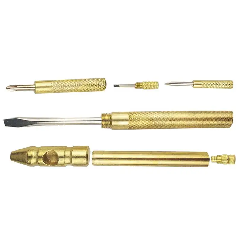 Copper Hammer Anti-Rust Copper Hammer 6 in 1 Mini Multifunction Brass Hammer & Screwdriver Hand Tools Ideal for Watchmaker