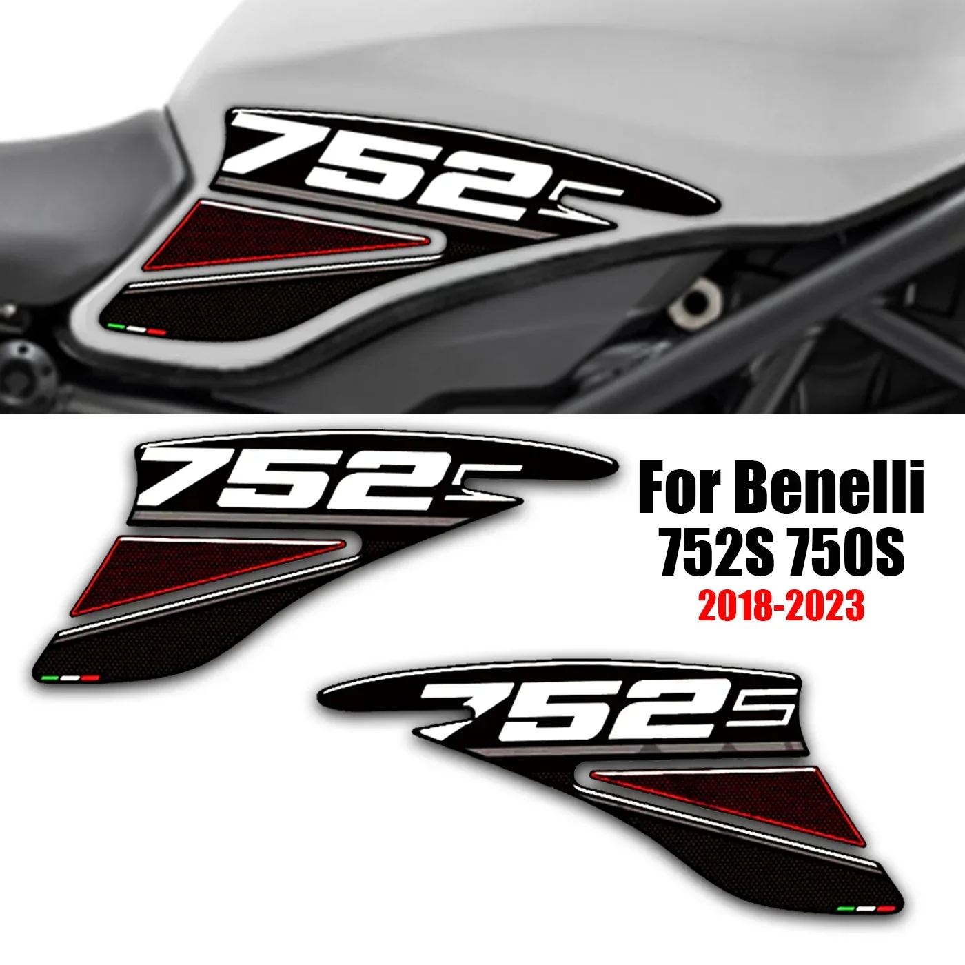 

752S For Benelli 752S 750S 3D adhesive Stickers Decals 2018-2024 Protector Tank Pad Side Grips Gas Fuel Oil Kit Knee