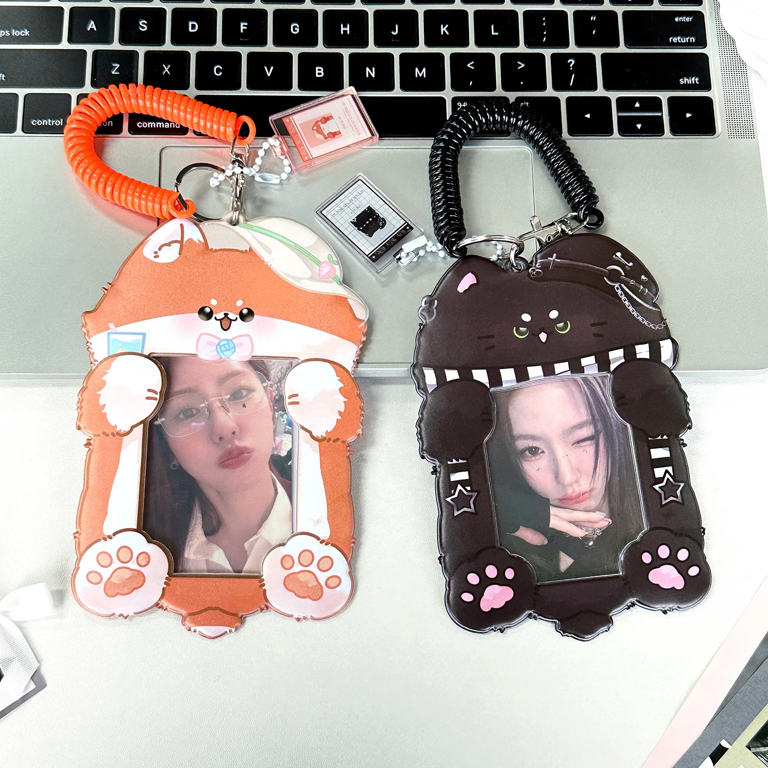 Kawaii Animal Collection 3 inch Kpop Photocard Holder Cute Tiger cat rabbit Photo Card Holder Bag Pendant School Stationery