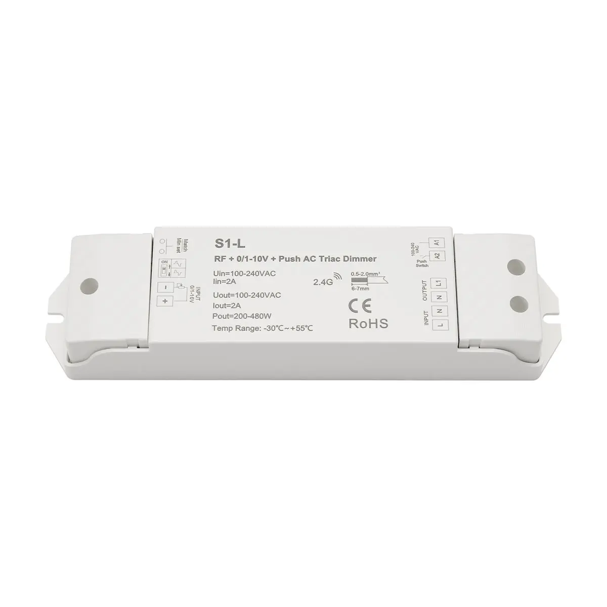 AS62 AC110V-220V RF+0/1-10V + Push AC Triac Dimmer S1-L 1 CH Channel Dimmable Single Color Incandescent Led Dimmer
