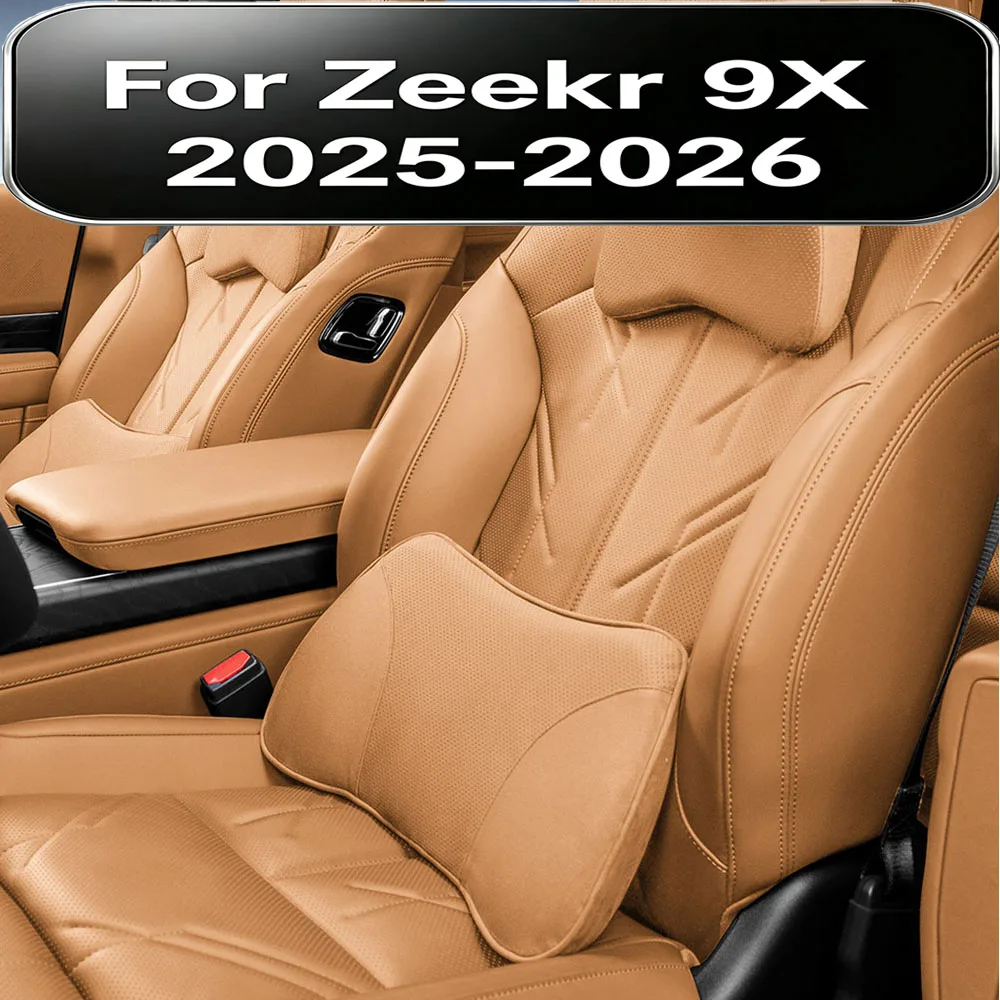 Fit For Zeekr 9X 2025-2026 Car Headrest Lumbar Pillow Maybach Style Neck Support Suede Perforated Car Interior Accessories