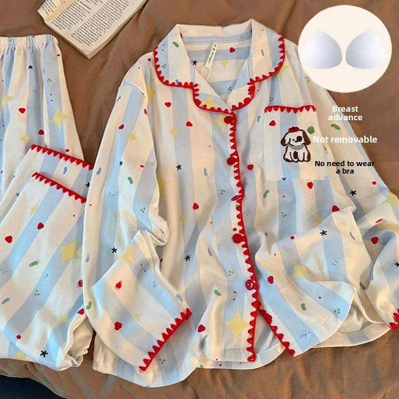 

Can Be Worn Externally Cartoon Dog Pajamas Women's Plus Size New Sweet Home Outfit Set Girl Soft Casual Sleepwear Homewear