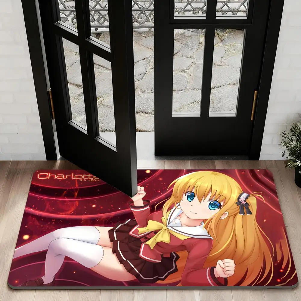 

C-Charlottes Cute sexy anime Floor Mat Diatom Bath Mat Absorbent Quick Dry Non-Slip TPR Backing Soft Plush Draining Rugs
