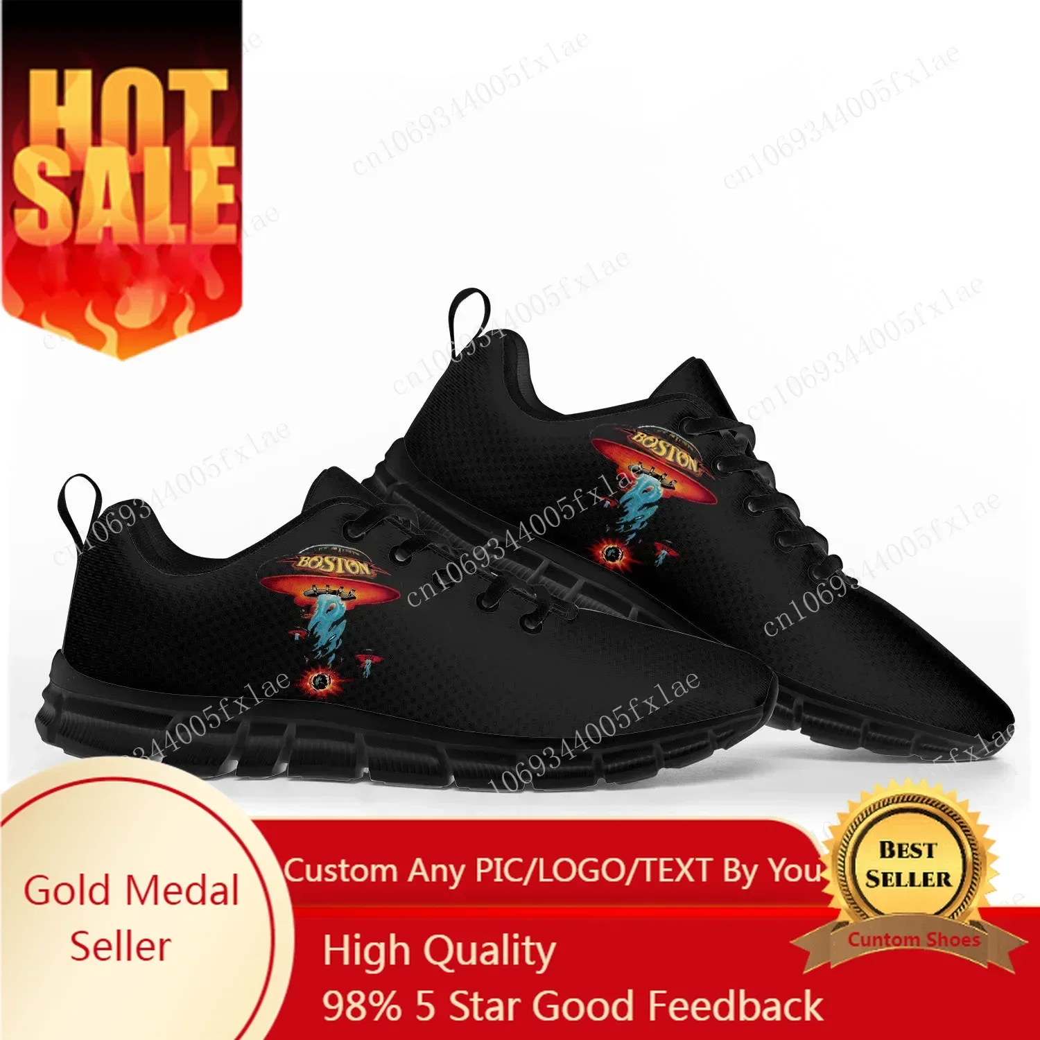 Boston Band Rock Band Pop Sports Shoes Mens Womens  Sneakers Casual Custom Couple Shoes Black