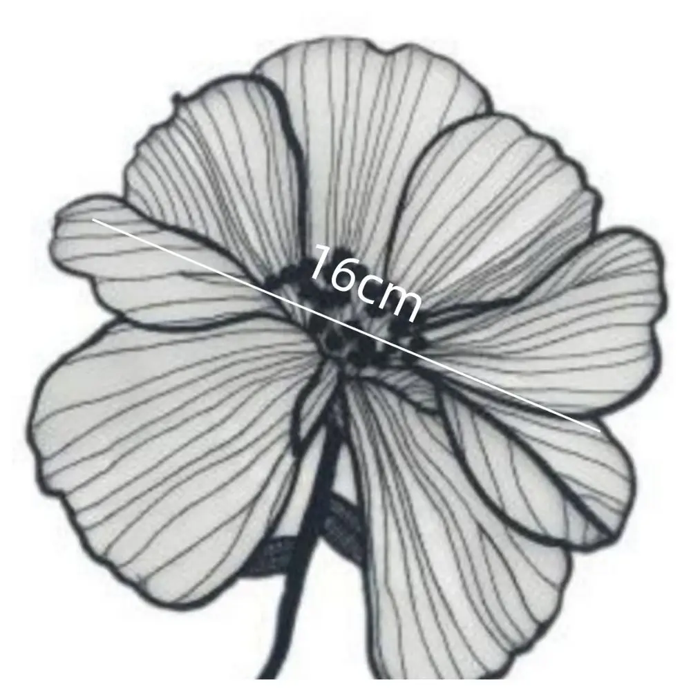 2Pcs Black Flower Embroidery Patches For Clothing DIY Sew On Floral Parches Embroidery Lace Appliques Shirts Sewing Accessories