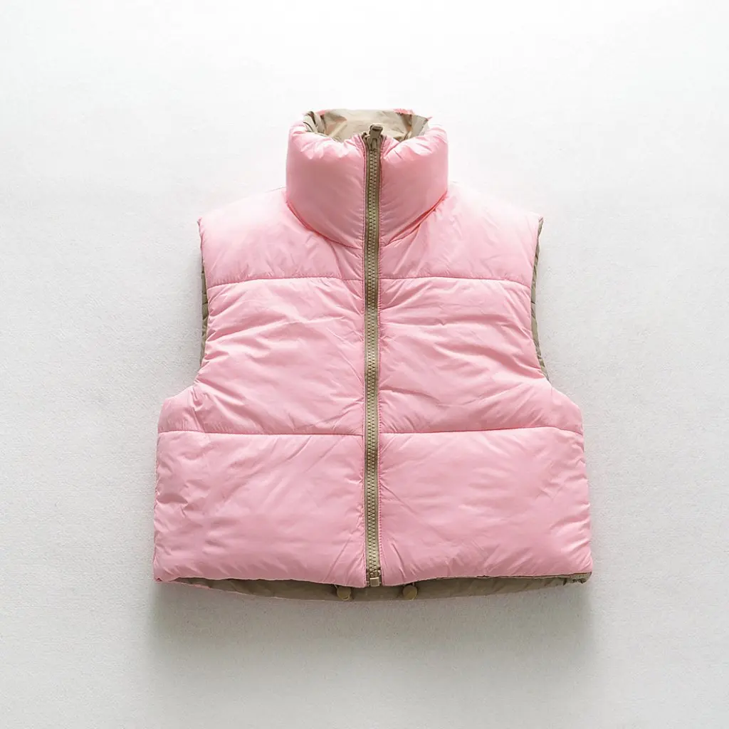 

Women's Short Cotton Vest Autumn European American Style Casual Stand-Up Collar Solid Color Wholesale F79165