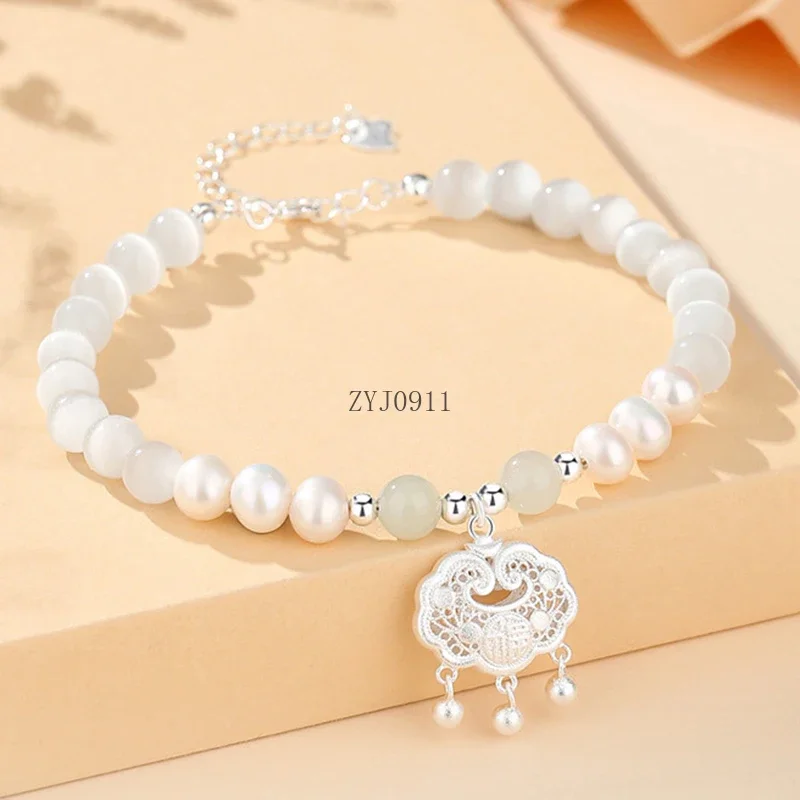 * Nuovi accessori per perle da donna, gioielli creativi di fascia alta di lusso leggero, braccialetto con lucchetto di sicurezza in argento, regalo di compleanno, regalo di anniversario