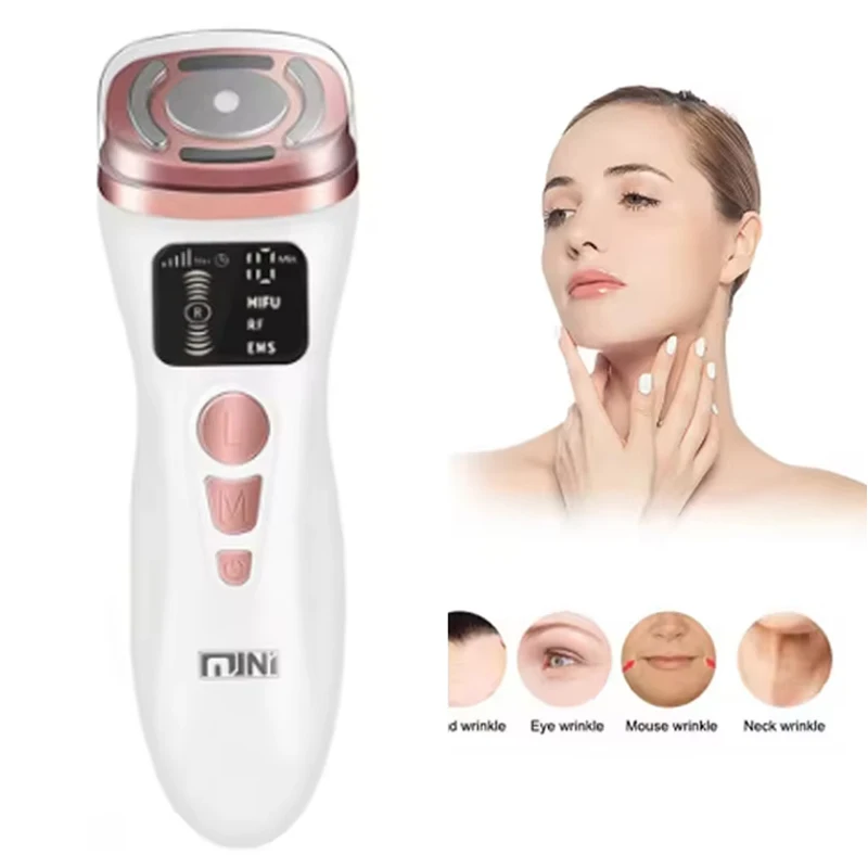 새로운 미니 HIFU 초음파 기계 EMS 미세 전류 얼굴 미용 기기 피부 강화 관리 주름 방지 도구