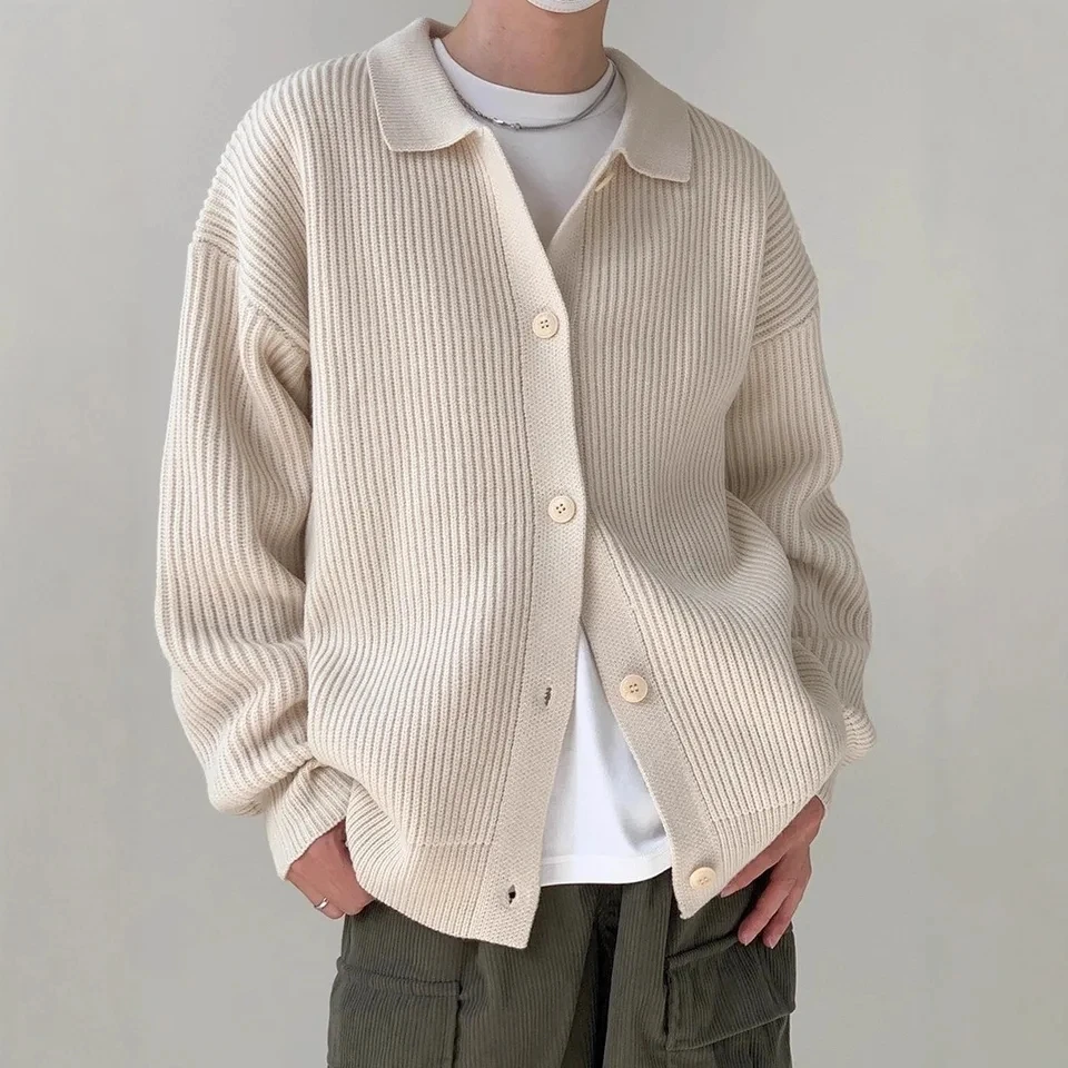 

2025 Autumn Winter New Hong Style Solid Color Loose Unisex Casual Handsome Lazy Style Cardigan Men Women Same Style