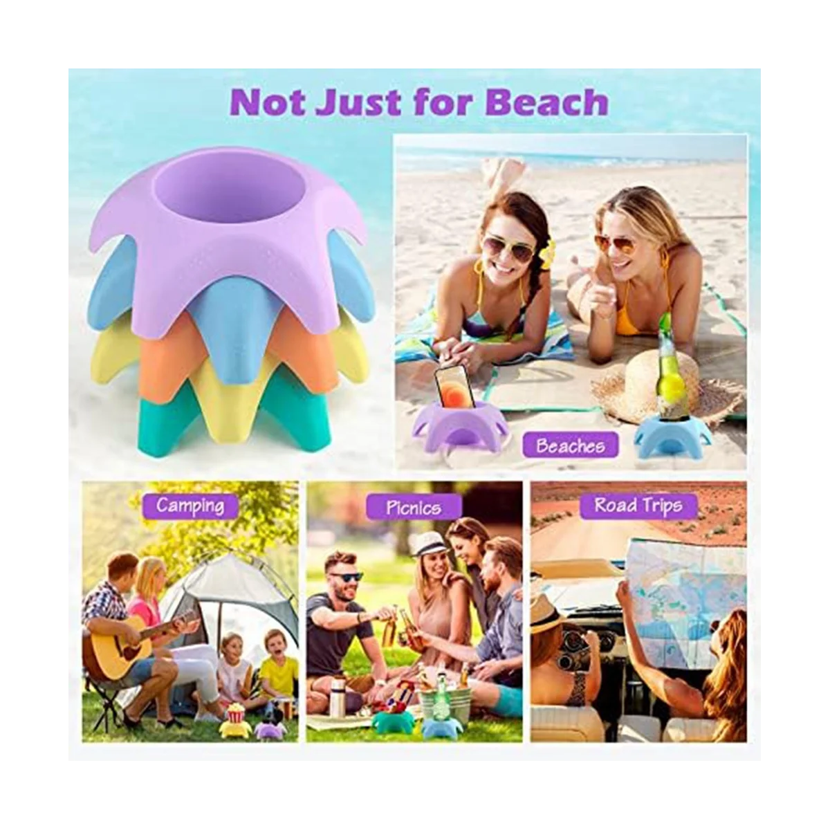strandbekerhouder Beach Vacation Essentials Accessoires, Strandbekerhouders, Zandonderzetters, Beach Travel Essentials voor dames