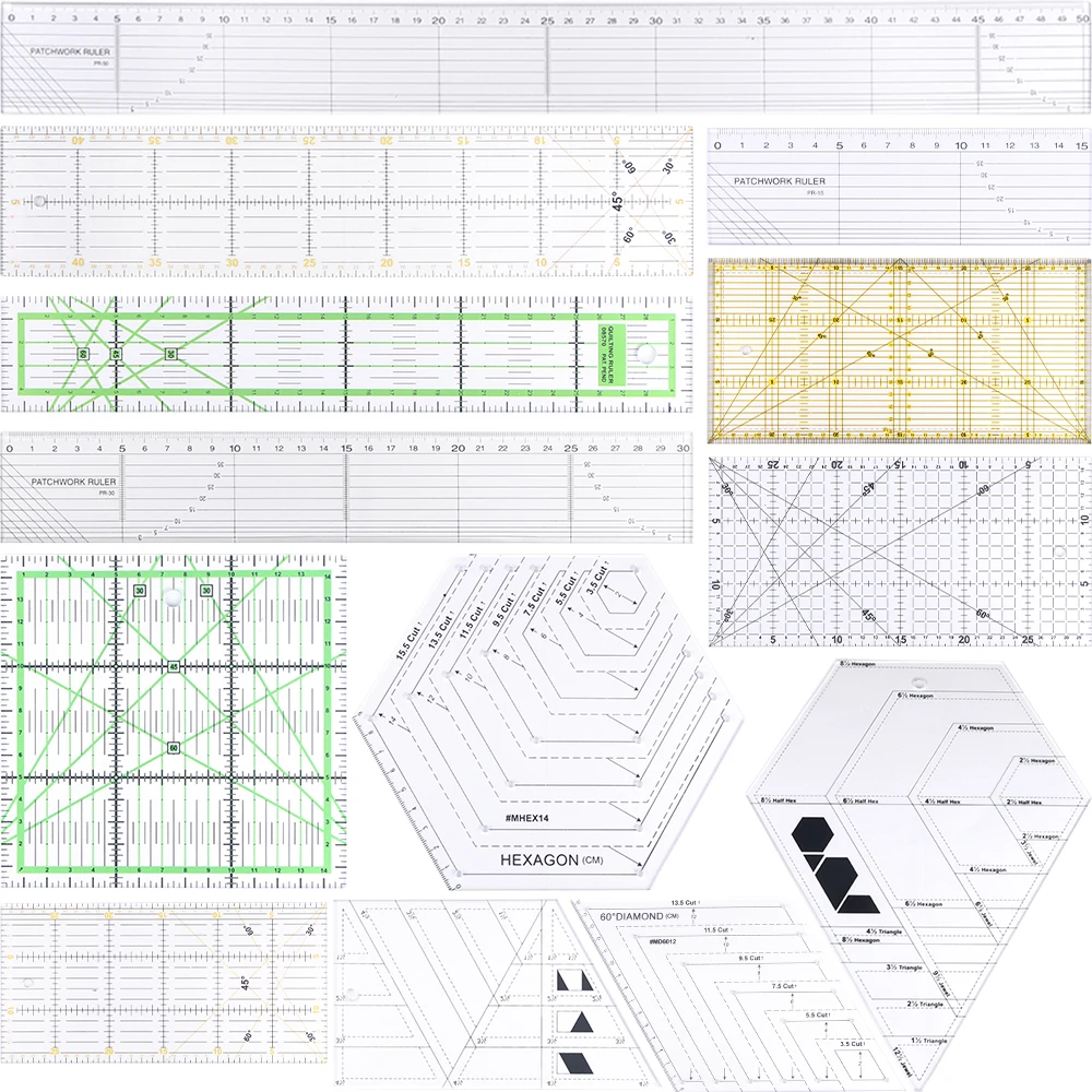 

Акриловая линейка в стиле пэчворк, инструменты для рукоделия, аксессуары для шитья, лоскутные аксессуары, строчки для шитья, линейка для рисования, линейка
