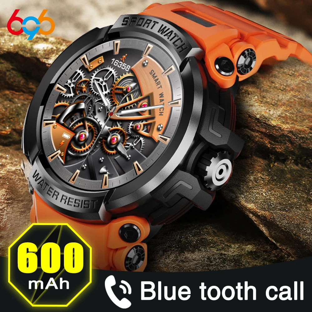 

New Sports Fitness Outdoors Men Blue Tooth Call Smartwatch 600mah Battery Heart Rate Health Watches IP68 Waterproof Smart Watch