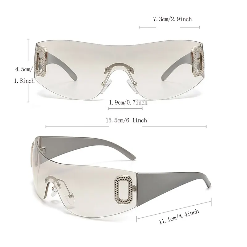 Y2K Rimless Punk One Piece Sunglasses Women Goggle New Luxury