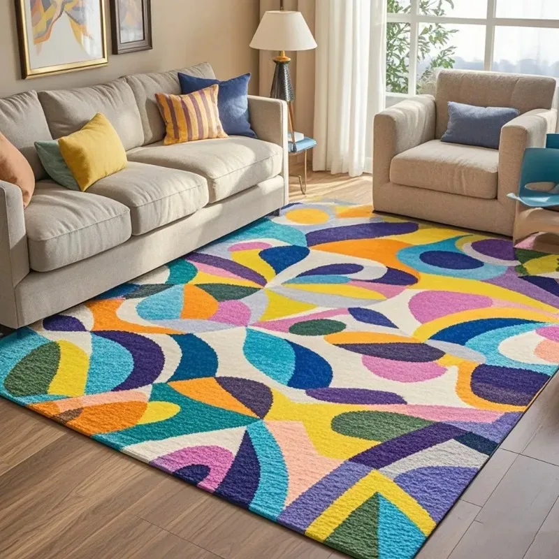 Bright and Cute Patterns Carpet Anti-slip and Machine-washable Living Room Floor Mat Study and Bedroom Carpets Easy To Clean Rug