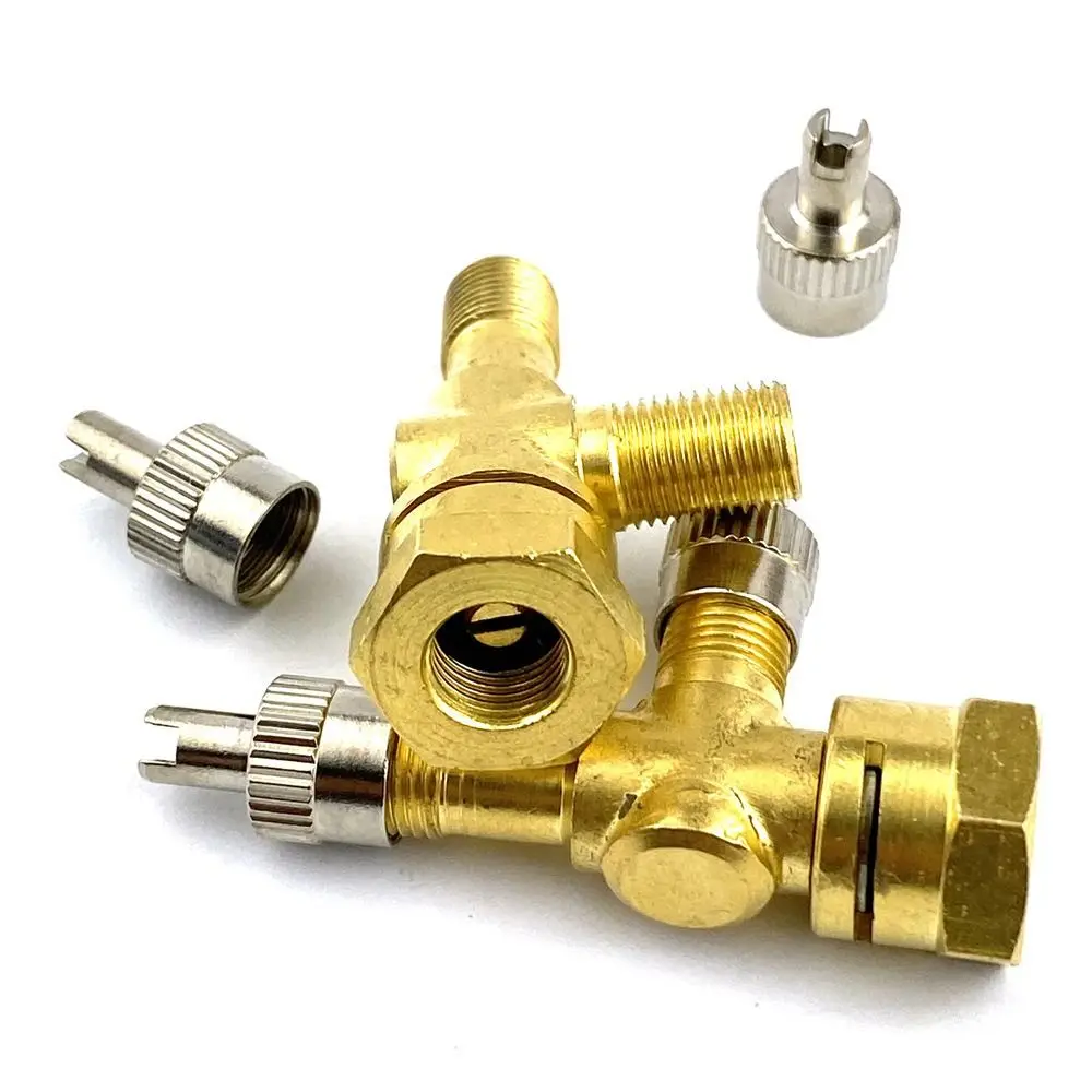 High Quality 3-Way TPMS Valve Copper Tire Accessories Tee Adapter‘ Tire Pressure Gauge Connector