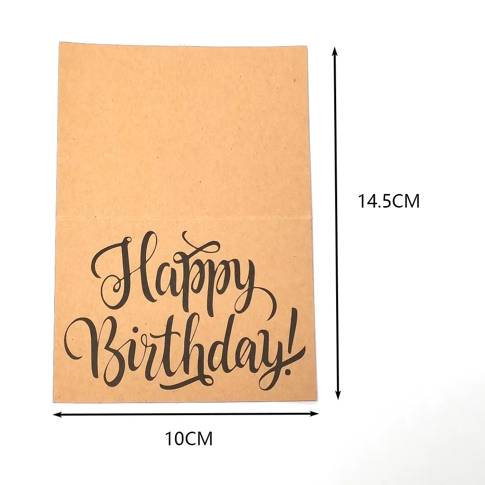 10pcs Brown Color Kraft Paper Simple Packaging Standable Thank You Cards for Birthday Party Wholesale Happy Birthday Supplies