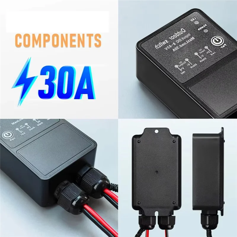 For Pump Light Fan Compatible 433Mhz Wireless Remote Control Switch Waterproof Receiver DC8V-80V 30A Transmitter