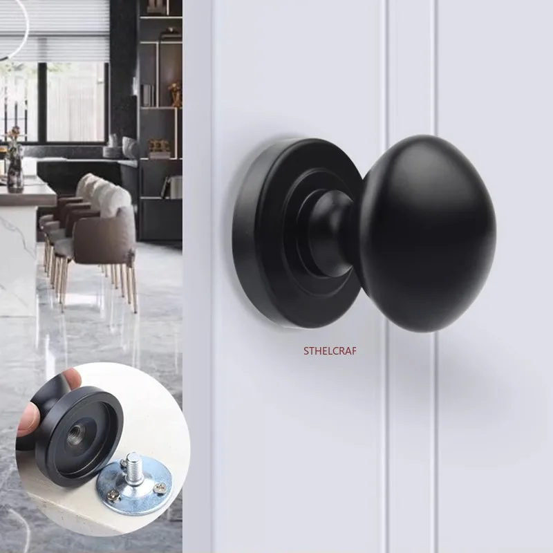 Zinc Alloy Barn Door Handles Indoor Bedroom Wooden Doors Round Single-hole Handles Wardrobe Door Drawer Knobs Furniture Hardware