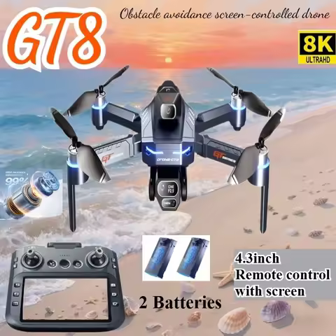 Drone 4K HD GT8 Camera Obstacle Avoidance Aerial Photography Brushless Drone with Screen Foldable RC Drone Quadcopter RTF