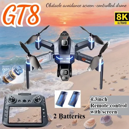 Drone 4K HD GT8 cámara para evitar obstáculos fotografía aérea Drone sin escobillas con pantalla plegable RC Drone Quadcopter RTF