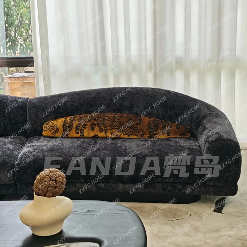 A  design chenille black curved dislocation  beautiful sofa