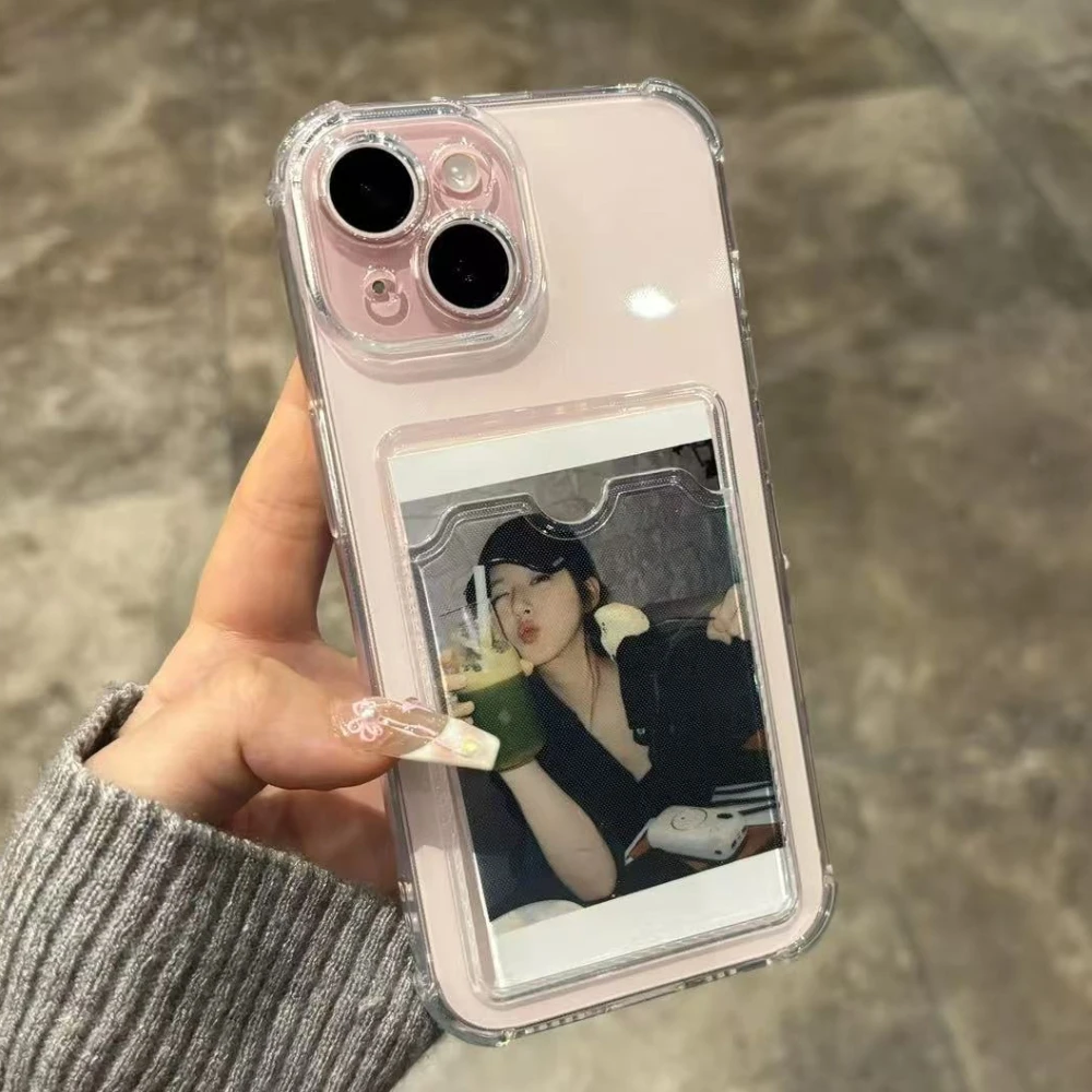 Shockproof Card Slot Holder Pocket Phone Case For iPhone 17 13 12 11 Pro Max 17 Air Clear Cases For iPhone 16 15 14 Plus Cover