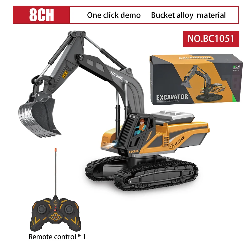 BigShu 1:24 9CH RC Bulldozer LKW Auto Crawler Typ Legierung Schaufel Technik Gabelstapler Schwerer Bagger Kinderspielzeug Geschenke für Kinder 6