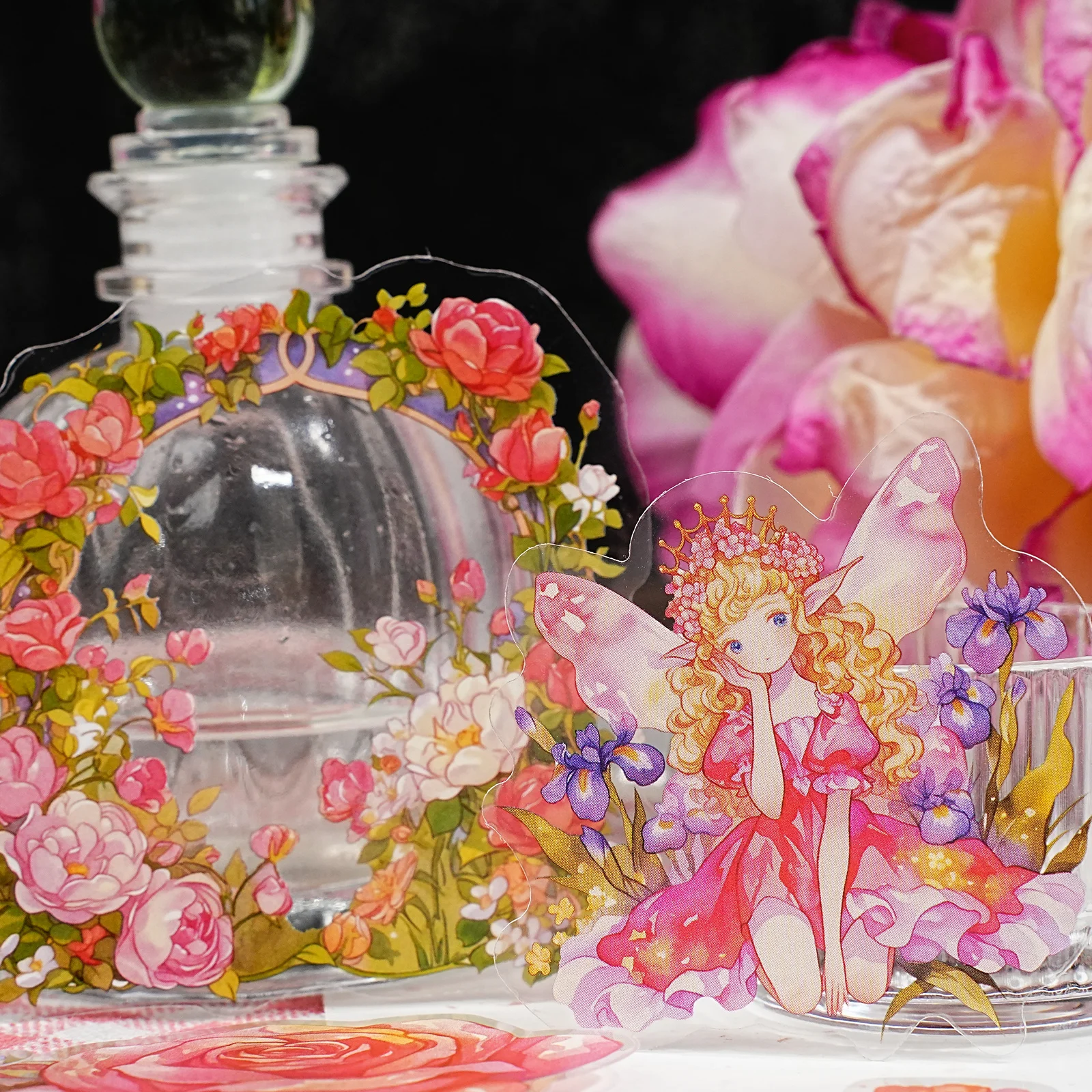 Etori Life Dreamy Flower Spirit Różowe Naklejki z Motywem Elfów Ogrodowych, DIY Scrapbook, Notatnik, Naklejki na Telefon, Papierowe Torby na Prezenty, Artykuły Szkolne, Naklejki dla Dzieci