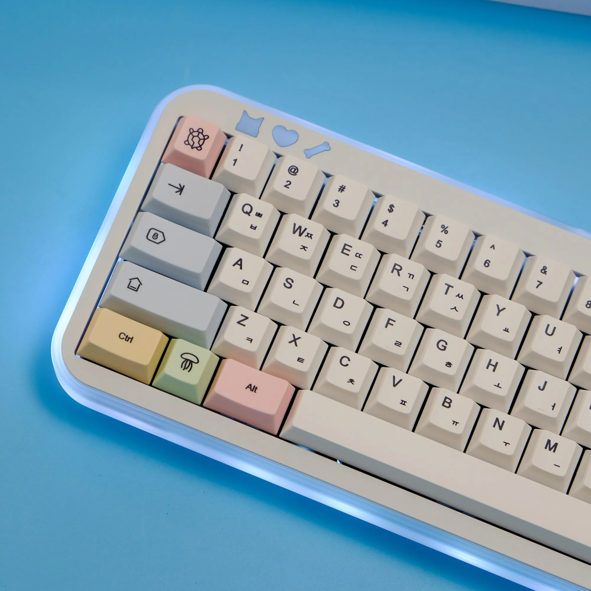 PBT Cherry Keycaps Korean English Dye Sub Keycap Chalk Pink For Mechanical Keyboard Gaming 68 75 87 104 Keys Keyboard Wooting