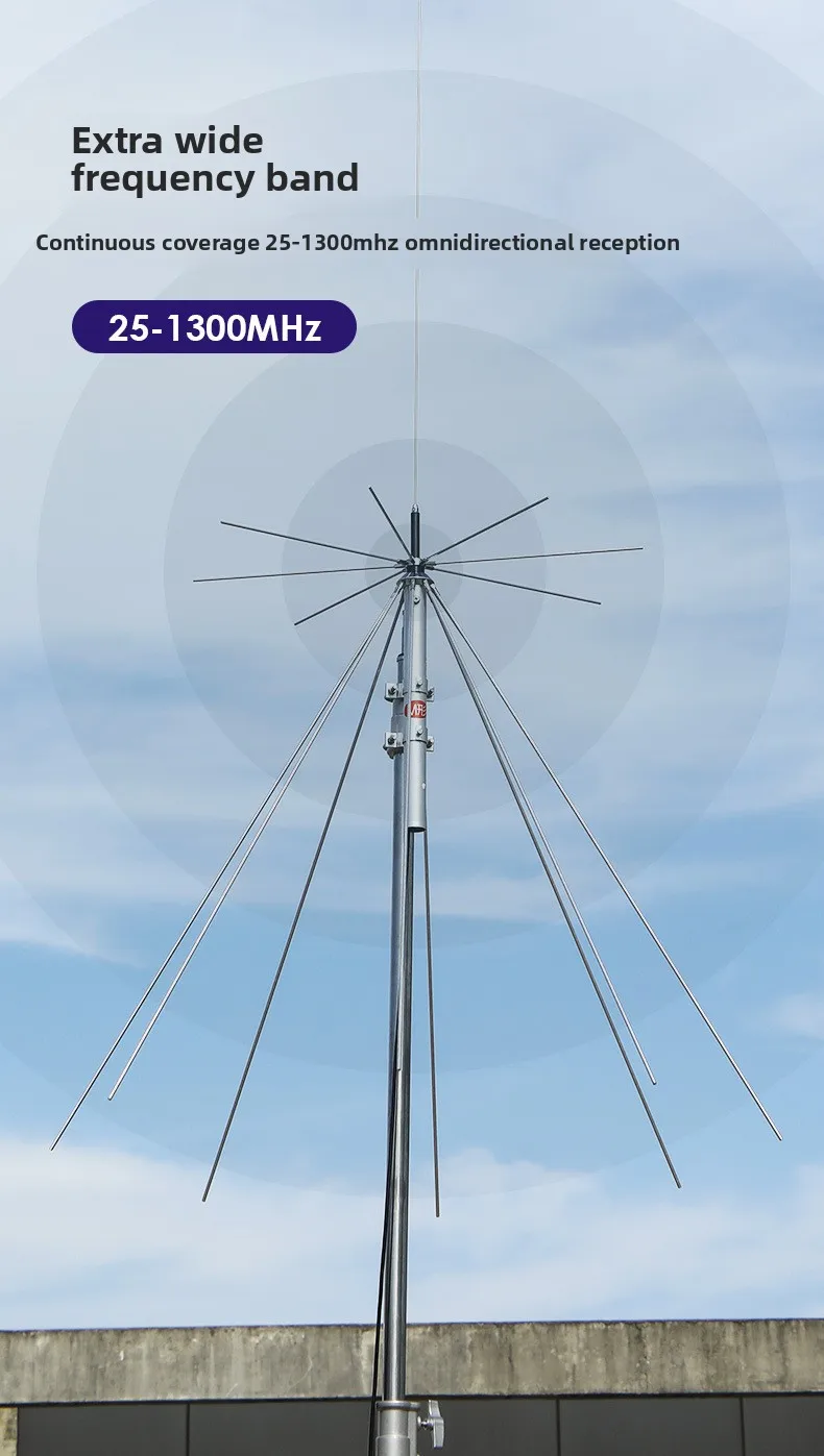 Discone 안테나 D3000 스캐너 안테나 CB UHF VHF 안테나 SDR 라디오 용 25-3000MHz HF VHF 전송 수신