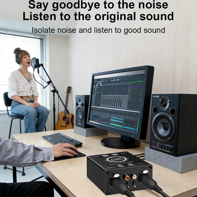 A82Z-Audio Isolator 6.35 XLR Audio Noise Filter Noise Suppressor Isolator for PC Female to Male Common Ground