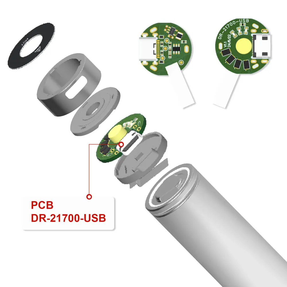 Soshine USB 21700 بطارية ليثيوم 3.7 فولت 21700 5000 مللي أمبير بطارية قابلة للشحن سعة كبيرة بطارية ليثيوم أيون مع شحن USB من النوع C