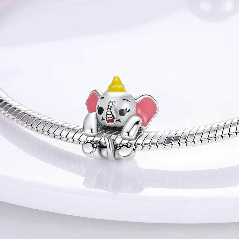 Niedliche Elefanten-Tierperlen, 925er Silber, vergoldet, Originalperlen, passend für Original-925-Charm-Armbänder, Perlen, Schmuck, schöne Geschenke für Frauen