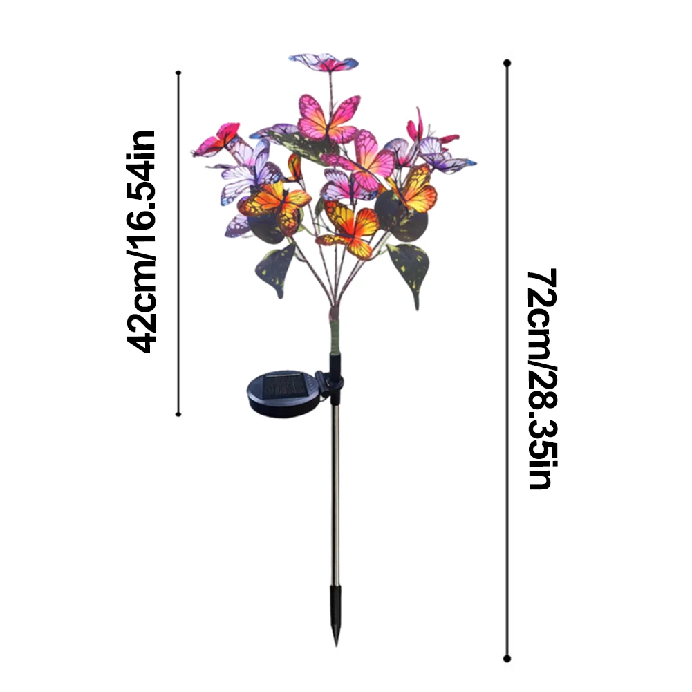 2 แพ็คพลังงานแสงอาทิตย์ผีเสื้อ Stake Light ไฟลานกลางแจ้งตกแต่งโคมไฟพลังงานแสงอาทิตย์ที่มีสีสันกันน้ํา Auto On/Off สําหรับ YARD Pathway