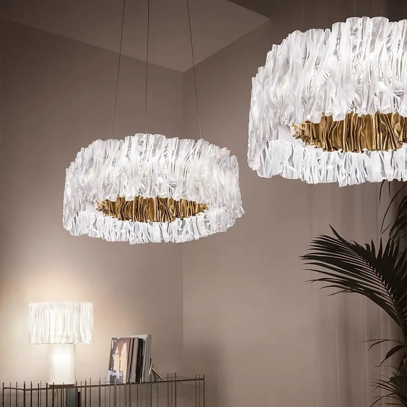 new Italy Replica LED Pendant Light Art Pleated Modern Chandelier for Living Room Restaurant Bedroom Atmosphere Decor Table Lamp