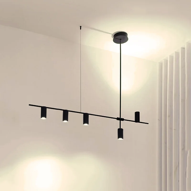 

Nordic Modern Long Chandelier Dining Room Fixtures Black Pendant Lights Bar Kitchen Suspension Decor Living Room Hanging Lamp
