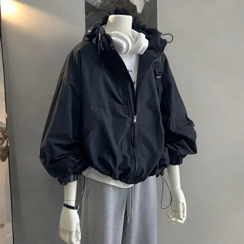 Faionable ort Jaet da donna Autunno 2025 Street Sport Casual Cerniera lunga Sve con cappuccio Lunghezza regolare Guangzhou Tredicante...